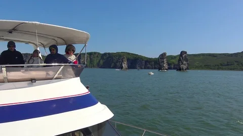 Island's Three Brothers. Sea Safari journey from the Peninsula Kamataka. Stock Footage