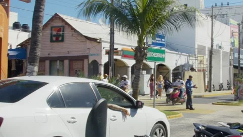 Islas Mujeres, Mexico - January 2nd 2021. Slow motion driving in island Stock Footage 306005553