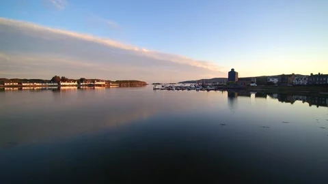 Islay Port Ellen Docks Night Sunset Stock Footage