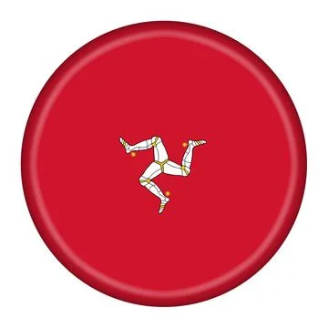 Isle of Man flag button 3d illustration with clipping path Stock Illustration