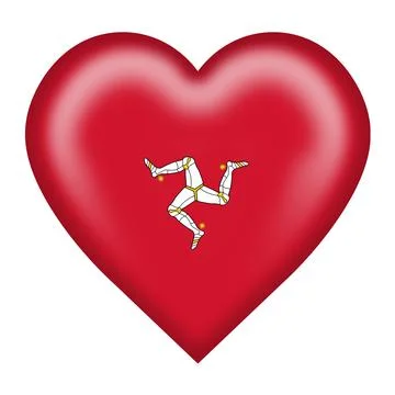 Isle of Man flag heart button Stock Illustration
