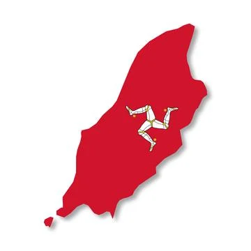 Isle of Man flag map on white background with clipping path 3d illustration Stock Illustration