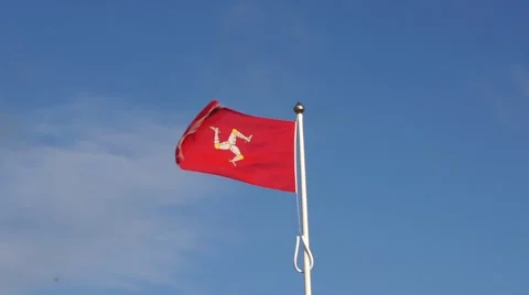 Isle Of Man Flag Red Manx Flag With Thr Stock Video Pond5