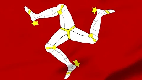 Isle of Man flag with three legs and yellow stars Vídeos de archivo 343317260