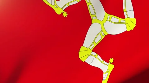 Isle Of Man flag waving in the wind. Looping sun rises style.  Animation loop Stock Footage 48317673