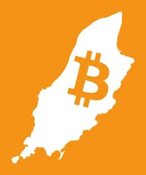 Isle of Man map with bitcoin crypto currency symbol illustration Stock-Illustration