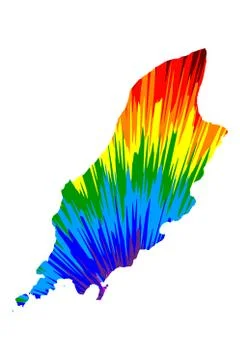 Isle of Man - map is designed rainbow abstract colorful pattern, Mann map mad Stock-Illustration