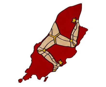 Isle of man map on  flag drawing ,grunge and retro flag series Stock Illustration