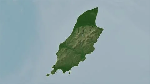 Isle of Man outlined on a Pale colored elevation map with lakes and rivers Illustrazione stock