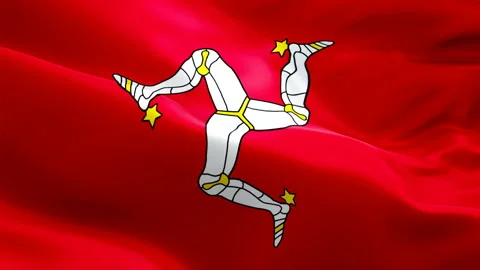 Isle of Man waving flag. 3d British Manx Channel Island flag waving Stock Footage 127281824