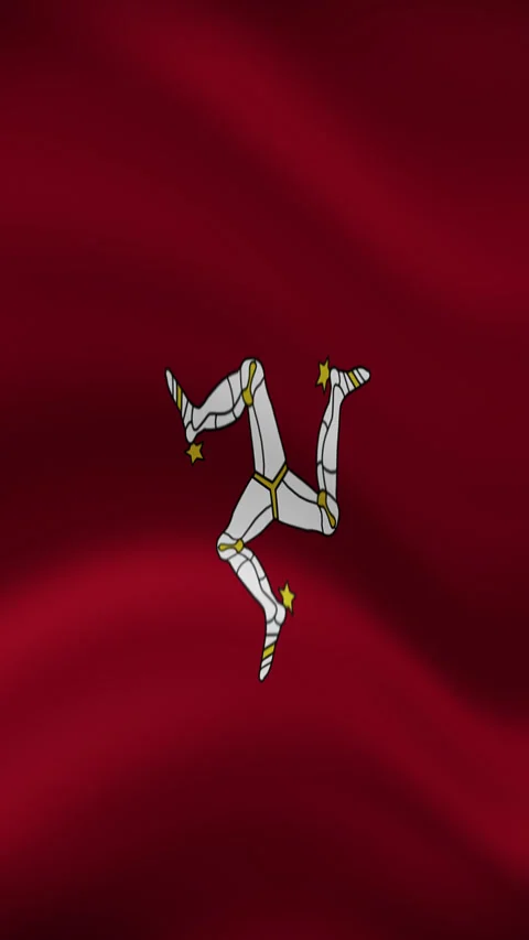 Isle of Man Waving Flag in Vertical Orientation – Realistic Loop Animation Stock Footage 294948669