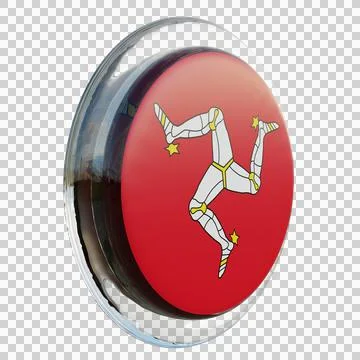 Isle of Mann 3d illustration flag on pole. Wood flagpole Stock Illustration