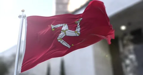The-isle-of-mann-flag-waving-seamless-loop-4k-60fps Stock Footage 333648031