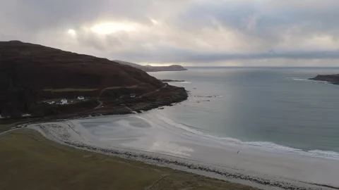Isle of Mull Calgary Beach Drone Shot moving forwards smoothly Stock Footage 267190413