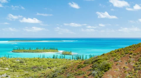 Isle of Pine Panning Landscape Shot from Mountain Video stock 61086268