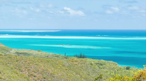 Isle of Pine Wide Panning Over Exotic Oceanfront Video stock 61086314