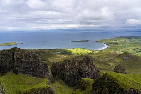 Isle of Skye view from Quiraing, dramatic clouds 4k timelapse Stock Footage 255702687