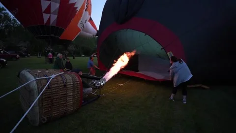 Isle of Wight Balloon Festival's Night Glow at Robin Hill County Park Stock Footage 242304635