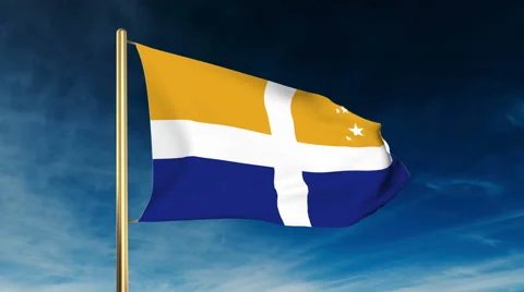 Isles Of Scilly flag slider style. Waving in the win with cloud background 스톡 동영상 48318343