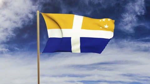Isles Of Scilly flag waving in the wind. Green screen, alpha matte. Loopable Stock Footage 48318717