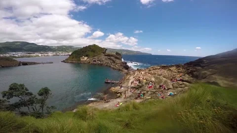 Islet of vila Franca do Campo - Azores - crater of an volcano Video stock 168440243