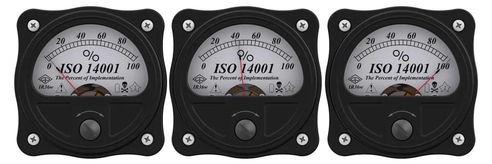 ISO 14001. The percent of implementation. Indicator Stock Illustration