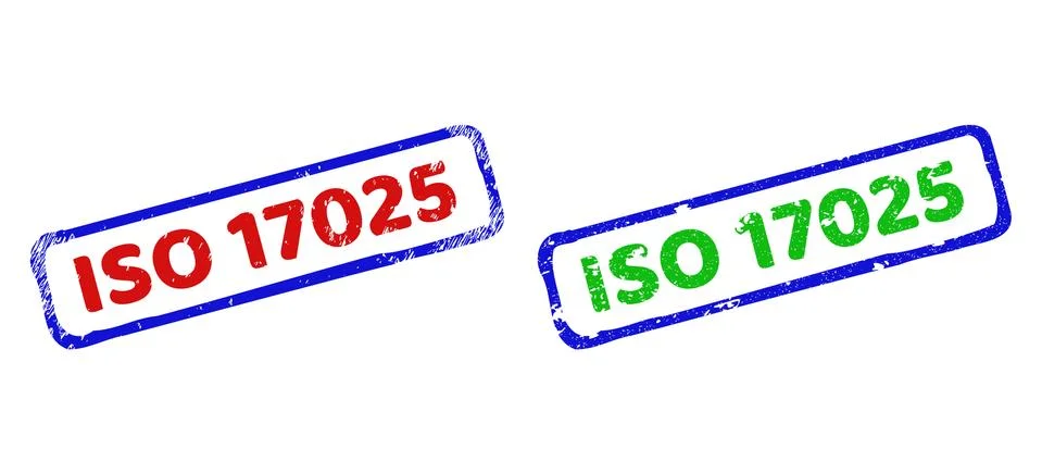 ISO 17025 Bicolor Rough Rectangle Seals with Grunged Surfaces Stock Illustration