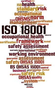 ISO 18001  word cloud Stock Illustration