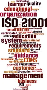 ISO 21001  word cloud Stock Illustration