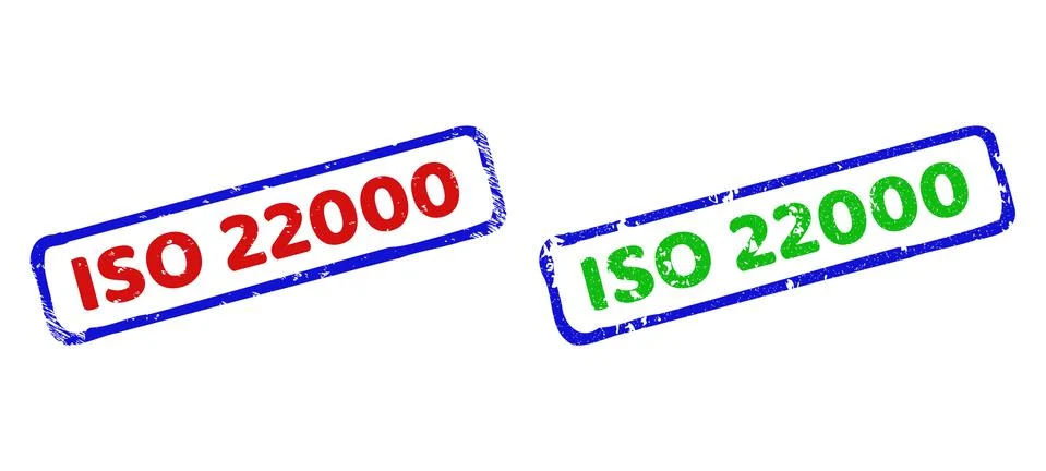 ISO 22000 Bicolor Rough Rectangle Watermarks with Scratched Styles Stock Illustration