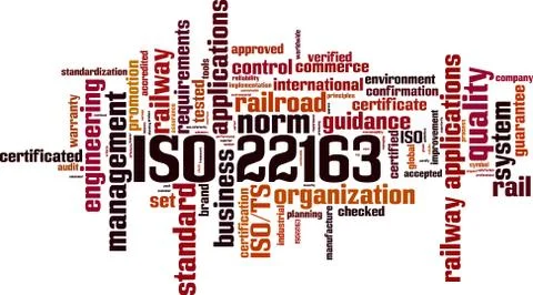 ISO 22163  word cloud Stock Illustration