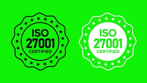 ISO 27001 Information Security Certification Badge Animation on Green Scree.. Stock Footage 309491348