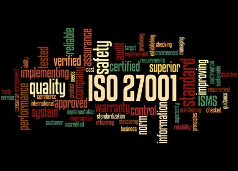 ISO 27001 - Information security management, word cloud concept Stock Illustration