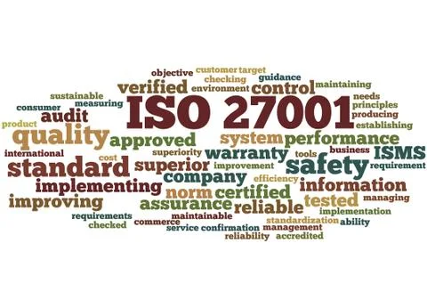 ISO 27001 - Information security management, word cloud concept Stock Illustration
