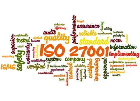 ISO 27001 - Information security management, word cloud concept Stock Illustration