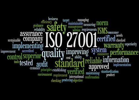 ISO 27001 - Information security management, word cloud concept Stock Illustration
