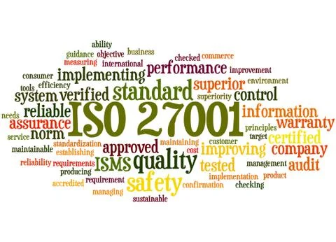 ISO 27001 - Information security management, word cloud concept Stock Illustration