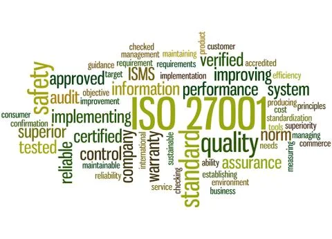 ISO 27001 - Information security management, word cloud concept Stock Illustration