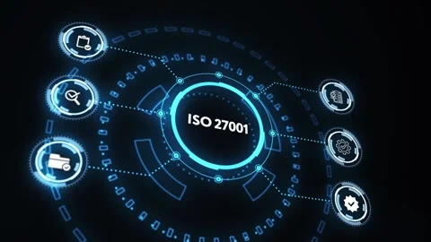 ISO 27001 Standard certification standardisation quality control concept on s 스톡 동영상 196742286