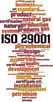 ISO 29001  word cloud Stock-Illustration