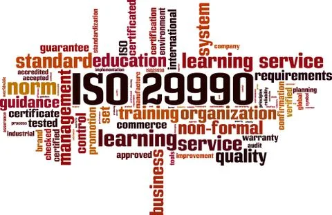 ISO 29990 word cloud Stock Illustration