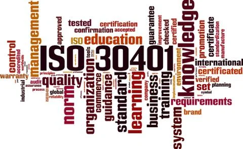 ISO 30401 word cloud Illustrazione stock