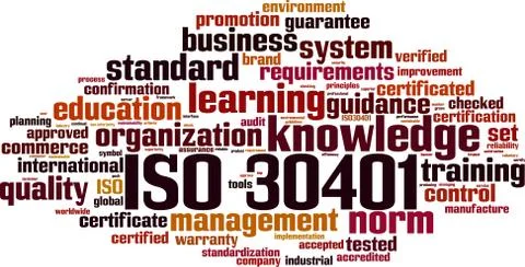 ISO 30401 word cloud Stock Illustration