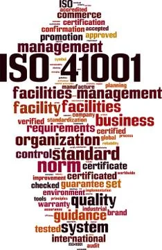 ISO 41001 word cloud Illustrazione stock