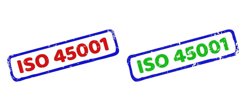 ISO 45001 Bicolor Rough Rectangle Stamp Seals with Rubber Surfaces Stock Illustration