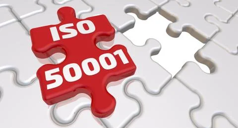 ISO 50001. The inscription on the missing element of the puzzle 스톡 일러스트