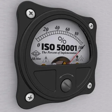 ISO 50001. The percent of implementation Stock Illustration