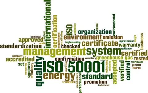 Iso 50001 word cloud Stock Illustration