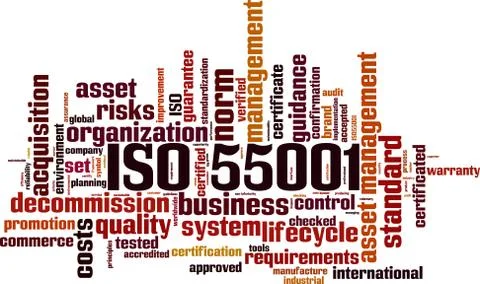 ISO 55001 word cloud Stock Illustration