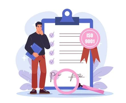 ISO 9001 certification concept. Vector illustration Stock Illustration